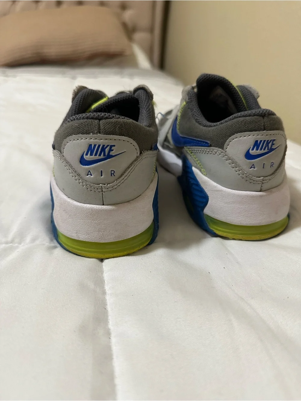 Nike AirMax Kids' Gray & Blue Athletic Sneakers with Neon Accent